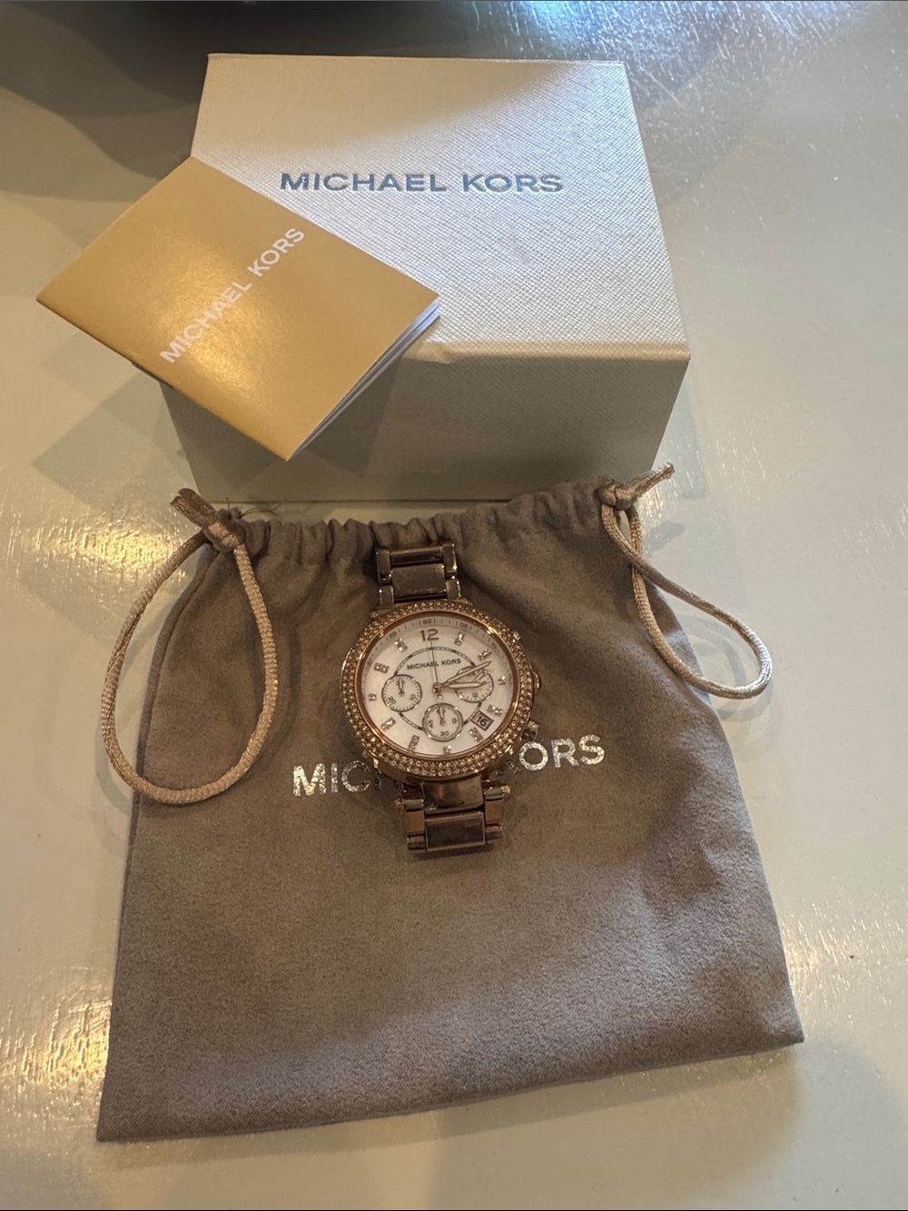 Authentic Michael Kors Gold Tone Crystal Accent Women's Watch